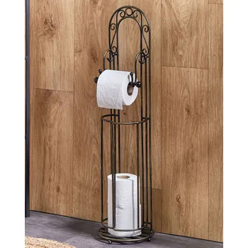 Stojan na toaletní papír černý kovový 75 cm starožitný vzhled vintage styl doplňky do koupelny Beliani