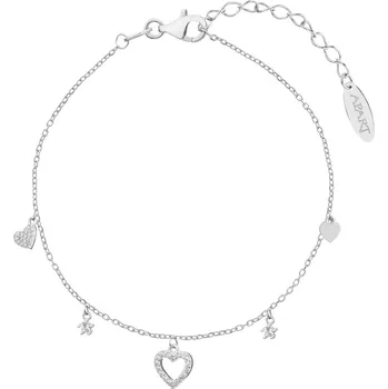 Náramek Stříbrný náramek se zirkony - srdce - AP535-8334