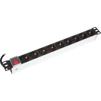 Napájecí panel PDU PDU-9SCH-C14-01 Napájecí panel, 9xSCHUKO, 10A, 19", 2,5m kabel se zástrčkou IEC 320 C14, vypínač