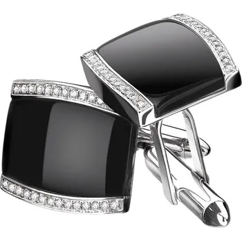 Manžetový knoflíček Manžetové knoflíčky z bílého zlata s diamanty a acháty - ryzost 585 - 103.538