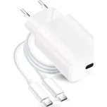 Cestovní nabíječka Forcell USB-C (PD), 25W, QC 4.0, + USB-C kabel, bílá