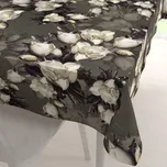 Sametový obdélníkový ubrus Tamara TMR-034 Květy gardénie na hnědošedém 100x160 cm