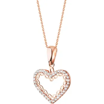 Přívěsek Přívěsek z růžového zlata se zirkony - srdce - Z-458.05