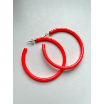 Náušnice Náušnice plastové kruhy oranžové 1057