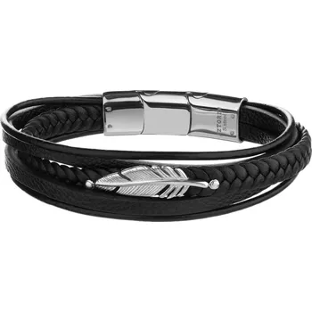 Náramek Náramek z ušlechtilé oceli a kůže - pírko - AZ533-5132