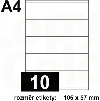 Speciální papír Předsekané papírové etikety: BEZ POTISKU - 105x57 mm (10ks na archu)