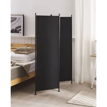Paraván Paraván černý látkový potah ocelová konstrukce 160 x 170 cm zástěna oddělovač ložnice obývací pokoj Beliani
