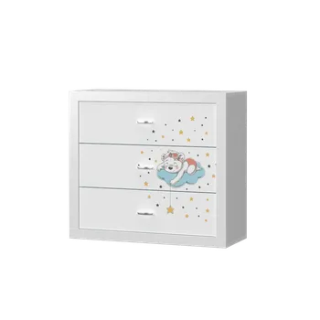 Dětská skříň Komoda FILIP s motivem MEDVĚDÍ SLEČNY (Bílá)