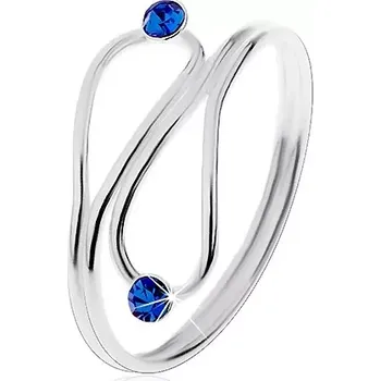 Prsten Stříbrný prsten 925 na ruku nebo nohu, tmavomodré zirkony, kontury slz