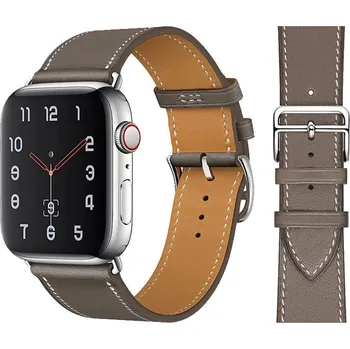 Řemínek na hodinky AW Kožený STYLISH řemínek na Apple Watch - Tmavě béžový Šířka uchycení řemínku: 44/45/46/49mm, Barva: Tmavě béžový IR-AWKZST16