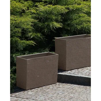 Květináč Květináč hnědý 25 x 60 x 45 cm Kamenná směs Rustikální květináč, obdélníkový, moderní design Beliani