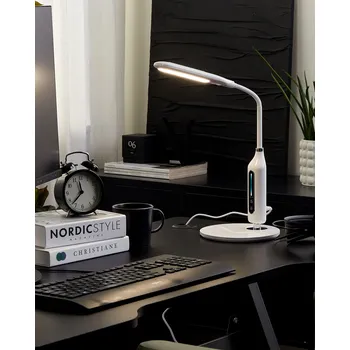 Lampička Stolní LED lampa bílá stolní osvětlení lampa na čtení k počítači Nastavitelné rameno Stmívač Změna barevné teploty světla Beliani