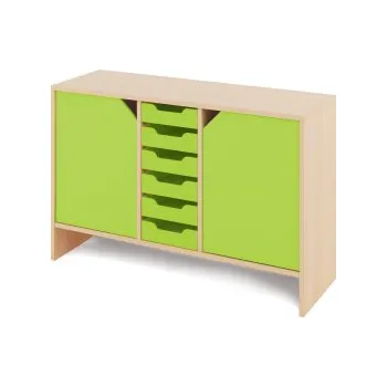 Zahradní úložný box Kompaktní skříň s malými kartonovými kontejnery a dvířky KLASIKO Zelená