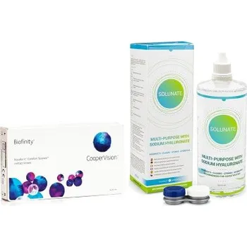 Kontaktní čočky Měsíční kontaktní čočky Biofinity (3 čočky) + Solunate Multi-Purpose 400 ml s pouzdrem Biofinity