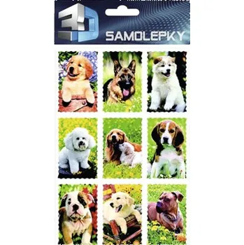 samolepka Samolepky Pejsci 3D obrázky 11x16 cm, 9 ks