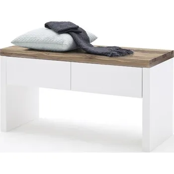 Komoda Lavice ROMINA s úložným prostorem (Bílá + Dub masiv)