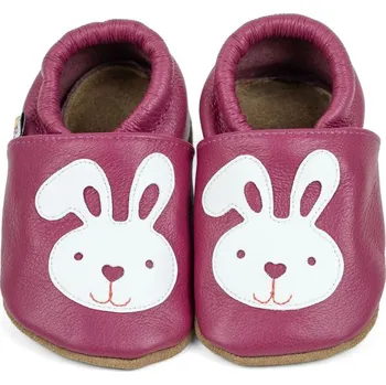Capáčky AFELO Kožené capáčky - ZAJÍČEK na malinové 6-12 M