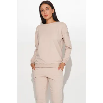 Dámská tepláková souprava s nášivkou na rukávu NU379 Barva: Béžová, Velikost: S/M
