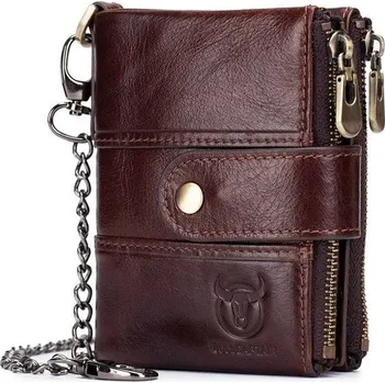 Obal na doklad Bullcaptain kožená peněženka s řetízkem Birut Hnědá BULLCAPTAIN 97k-cube