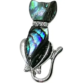 Brož Brož kočička malá s mušlí Paua