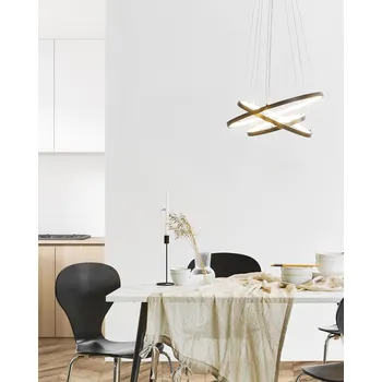 Závěsné svítidlo černé kovové hliník s LED světlem 3 kulaté prstence moderní závěsné světlo glamour styl Beliani