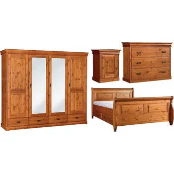 Ložnicová sestava Massivo.cz Ložnice Toskania 4D (Postel 180x200)odstín Medový, masiv, borovice