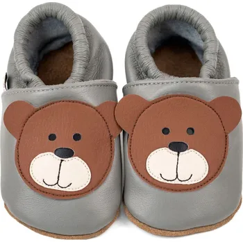 Capáčky AFELO Kožené capáčky - MEDVÍDEK šedý 3-4 roky