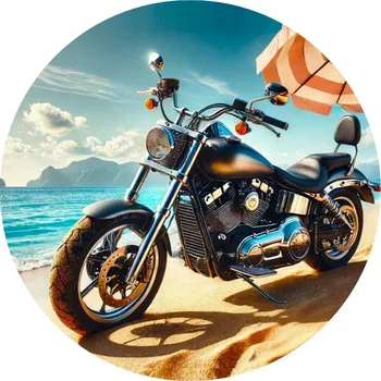 Jedlá dekorace na dort Jedlý papír motorka na pláži