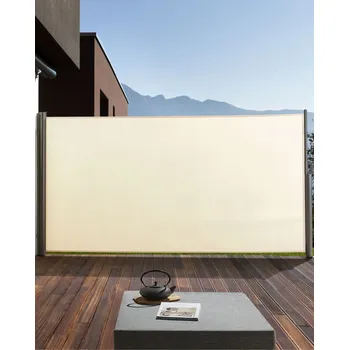 Markýza Boční markýza Béžový polyester 160 x 300 cm Stínidlo Látka Stříbrný hliníkový rám Výsuvný Beliani