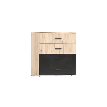 Komoda IDZ Komoda BARI 4S, 90 cm Dub San Remo/Černá