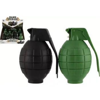 Hračka Teddies Granát ruční plast 10cm na baterie se zvukem se světlem 2 barvy 12ks v boxu