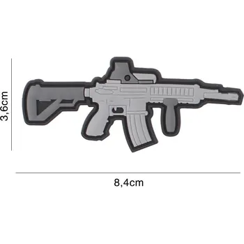 Nášivka Gumová nášivka 101 Inc zbraň M4 - šedá