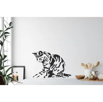 Samolepící dekorace Lepy.cz Samolepka na zeď Kočka Velikost (šířka x výška): l20x83cm, Barevná varianta: Tmavě modrá