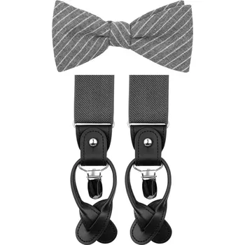 Kravata Bubibubi Šedá motýlková sada s proužky