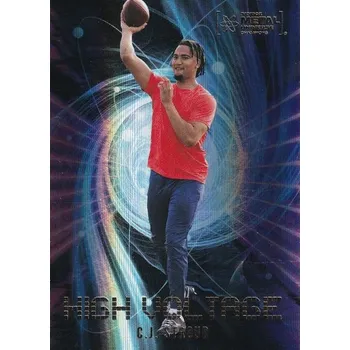 Sběratelský sportovní předmět insert karta C.J. STROUD 22-23 Metal Universe Champions High Voltage číslo HV-17