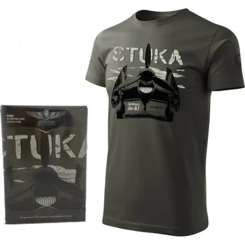 Pánské tričko ANTONIO Triko Junkers Ju-87 STUKA ŠEDOZELENÉ M