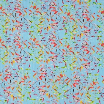 Šatovka N6668 modrá, drobné barevné lístky, š.140