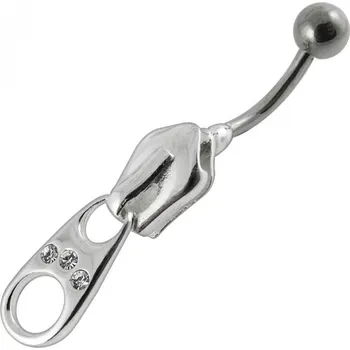 Piercing Šperky4U Stříbrný piercing do pupíku - zip - BP01007-C
