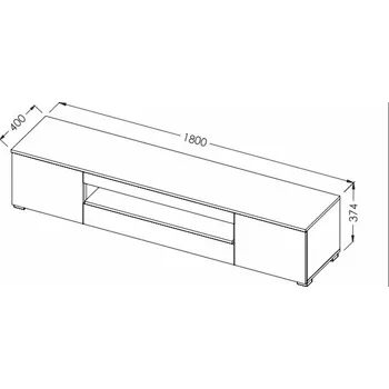 Televizní stolek Cama TV stolek VIVA 180 bílá/bílý lesk + černá