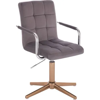 LuxuryForm DESIGN Kosmetická židle VERONA VELUR na zlatém kříži - tmavě šedá