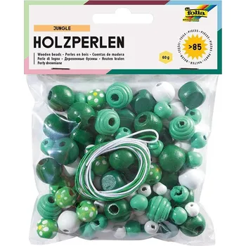 Dětské navlékací korálky Folia - Max Bringmann Dřevěné korálky - zelená/bílá - 60 g