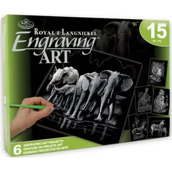 vyškrabávací obrázek ROYAL & LANGNICKEL Sada 6 stříbrných škrabacích obrázků: Africká zvířata