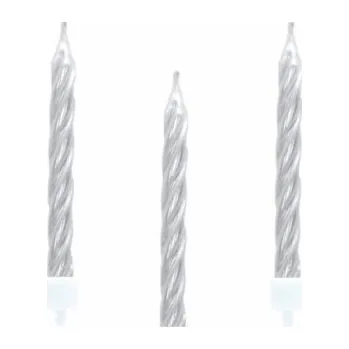 Dortová svíčka Dortové svíčky stříbrné 10ks s držáky 551760