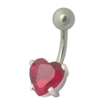 Piercing Šperky4U Stříbrný piercing do pupíku - srdíčko - BP01184