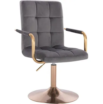 LuxuryForm DESIGN Kosmetická židle VERONA GOLD VELUR na zlatém talíři - tmavě šedá