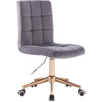 LuxuryForm DESIGN Kosmetická židle TOLEDO VELUR na zlaté podstavě s kolečky - tmavě šedá