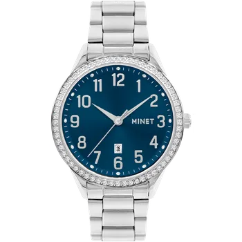 Hodinky MINET Stříbrno-modré dámské hodinky Avenue s čísly MWL5314