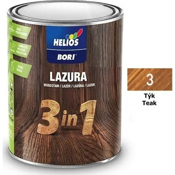 barva a nátěr na dřevo Helios Bori lazura 3in1 Barva: 3 Teak, Objem: 0,75l