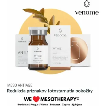 Venome Meso ANTIAGE 5x5ml - Nadupaný vitamínový koktejl, účinný v boji proti pigmentovým skvrnám a známkám stárnutí pokožky (photo-aging). Zásadní pro…