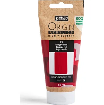 Vodová barva Akrylová barva Pébéo Origin Acrylics - 09 Carmine Red Objem: 60 ml